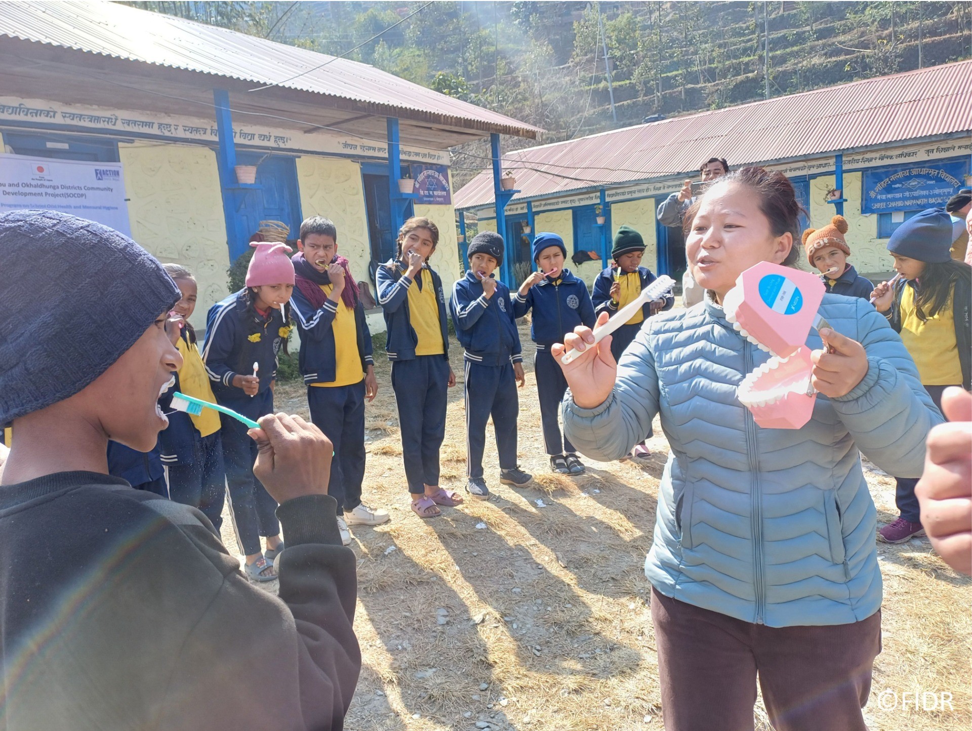 We conducted the first "hygiene workshop" at schools in mountainous areas.