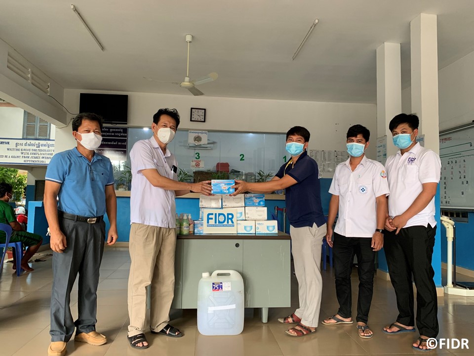The heath staff was disinfecting the buildings and facilities of Kratie Provincial Health Department using the donated foggy machine